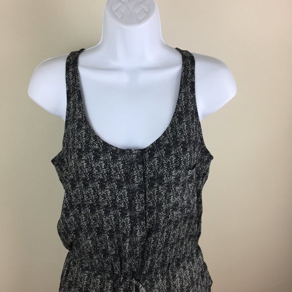 BROADWAY & BROOME Madewell Black Off White Print 100% Silk One Piece Romper - Picture 5 of 11